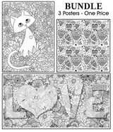 Coloring poster bundle – CAT, LOVE Square & LOVE 30×30" – SJPrinter Cherry Hill NJ