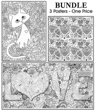 Coloring poster bundle – CAT, LOVE Square & LOVE 30×30" – SJPrinter Cherry Hill NJ