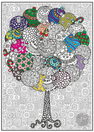 Giant coloring poster bundle Christmas Tree + Planet Earth + Holiday Trees – group activity set