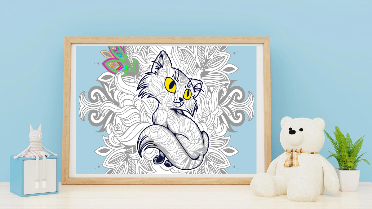 Giant Cute Kitten Mandala coloring poster 24×48" – SJPrinter Cherry Hill NJ