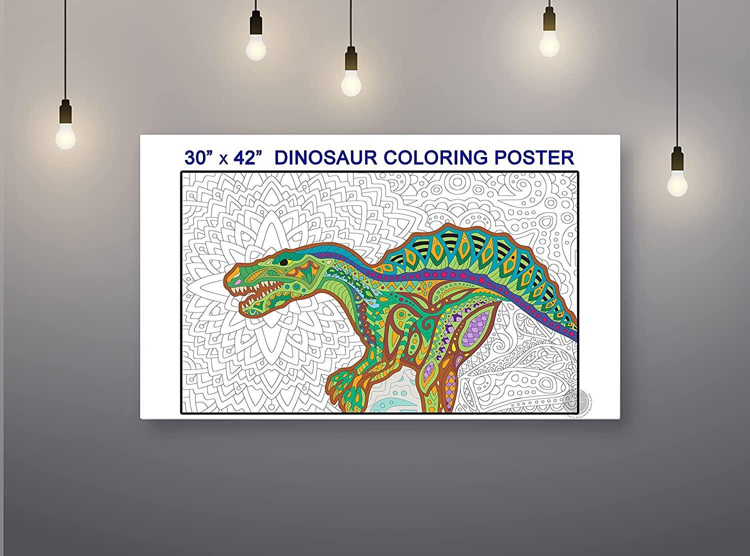 Giant Coloring Poster Dinosaur 30 X 72 Inches Crafts for Kids Ages 4-8  Birthday Gifts for Boys Big Jumbo Color Book Pages Large Pape 
