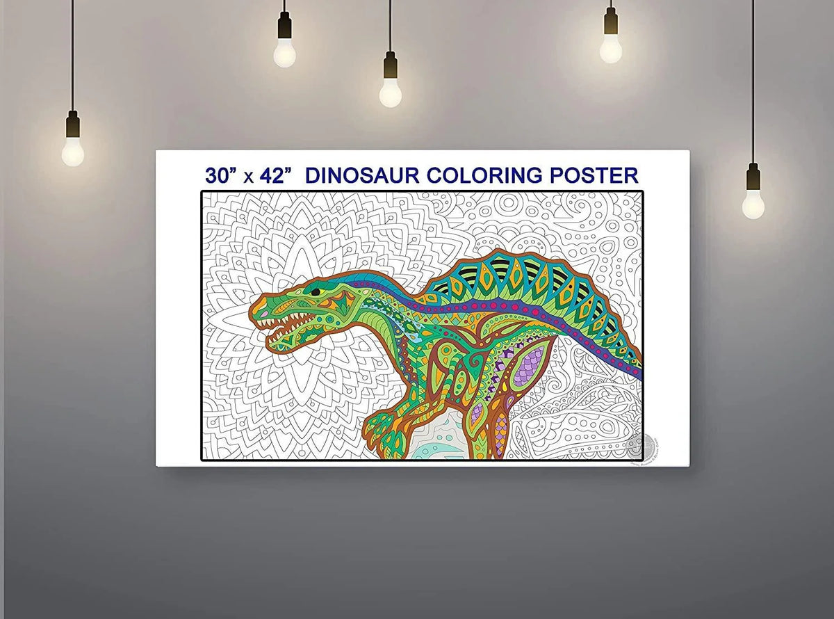 Giant Dinosaur coloring poster 30×42" – intricate line art, printed in USA