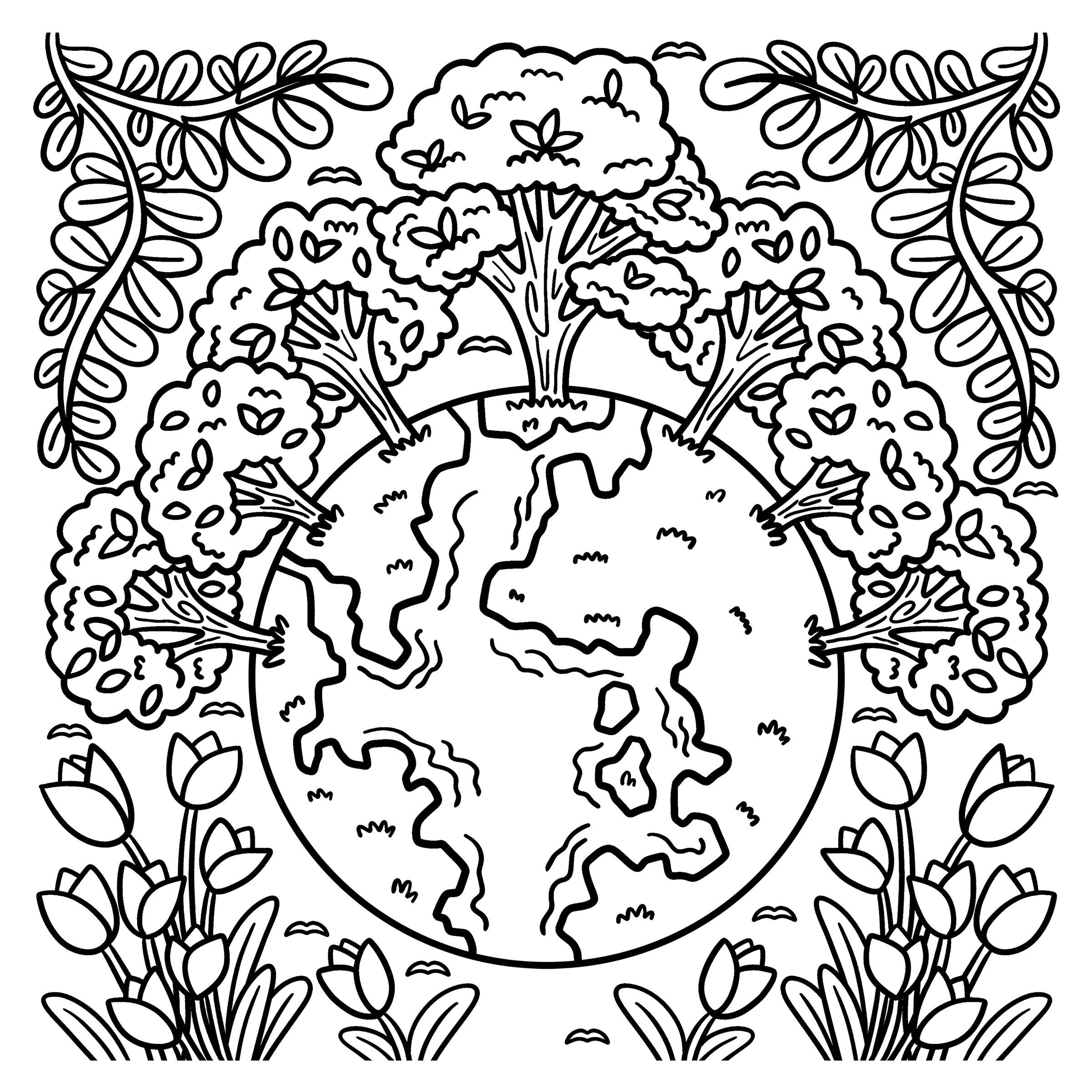 Earth Day Coloring Page - SJPrinter 