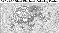 Giant Elephant Mandala coloring poster 24×48" – intricate line art, printed in USA