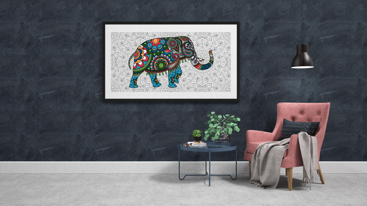 Giant Giant Elephant Mandala coloring poster 24×48" – SJPrinter Cherry Hill NJ