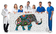 Coloring poster – Giant Elephant Mandala, 24×48" – giant group coloring poster