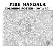 Fire & Floral Mandala coloring poster bundle – wall-size group activity