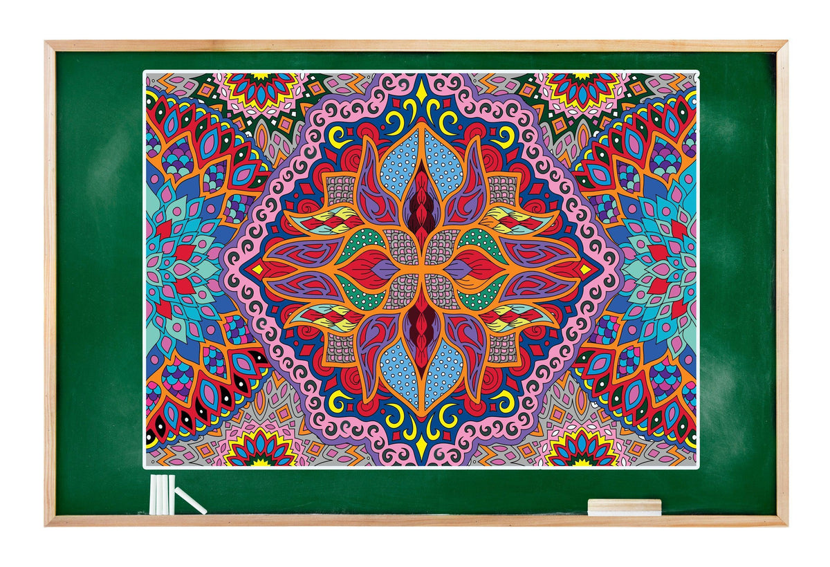 Fire Mandala giant coloring poster 30×42" – wall-size group activity