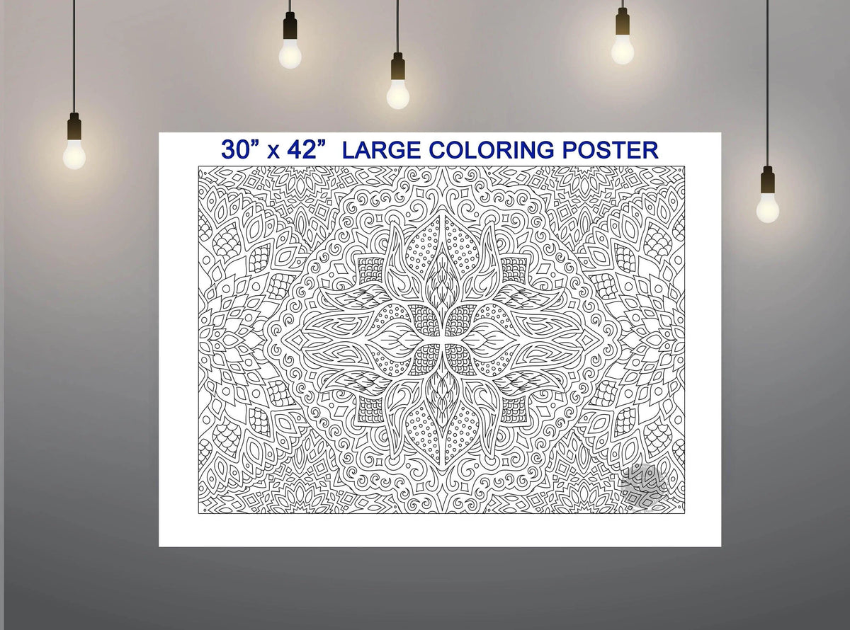 Coloring poster – Fire Mandala, 30×42" – giant group coloring poster