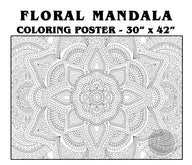 Coloring poster – Floral Mandala, 30×42" – giant group coloring poster