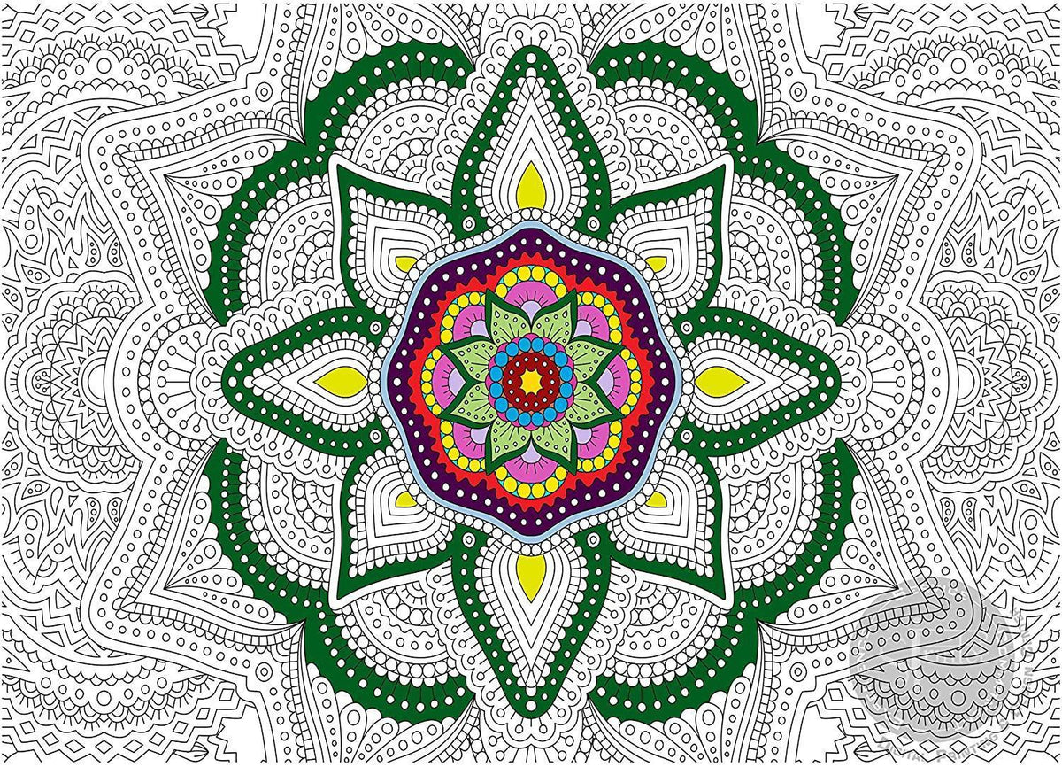 Coloring poster – Floral Mandala, 30×42" – giant group coloring poster