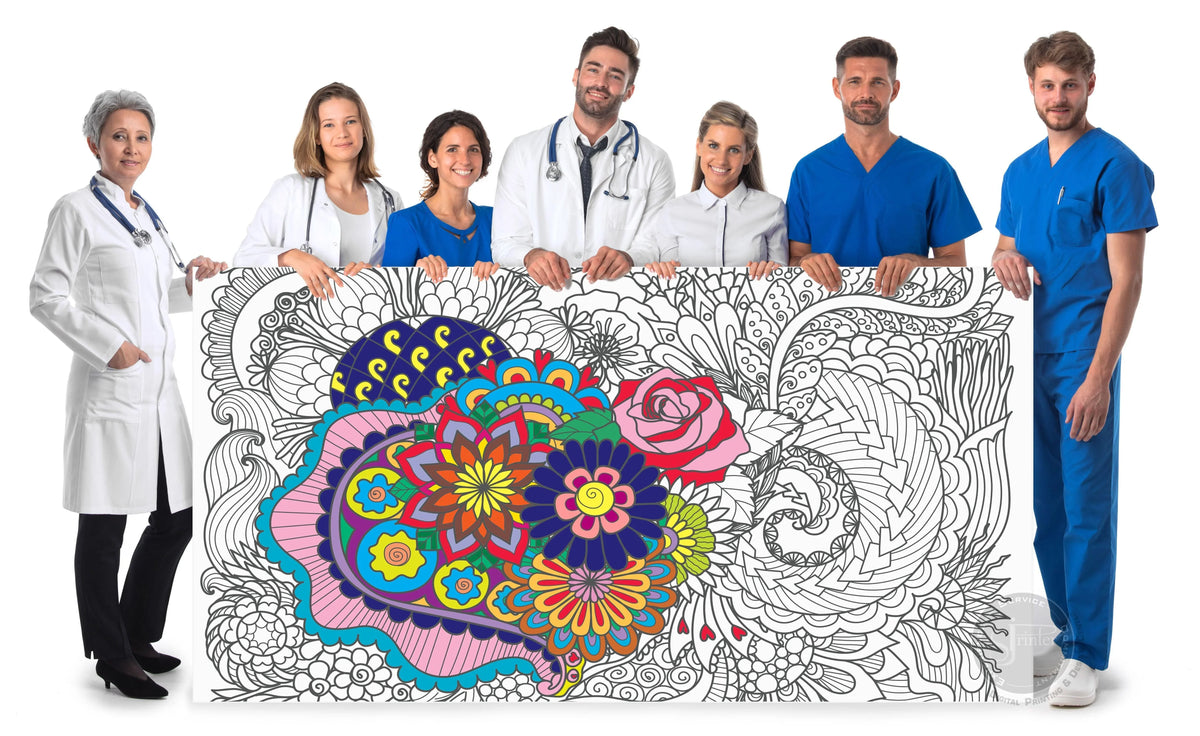 Flower Garden giant coloring poster 30×42" – wall-size group activity