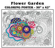 Coloring poster – Flower Garden, 30×42" – giant group coloring poster