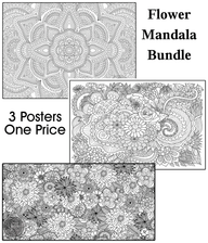 Coloring poster bundle – Flower Mandala + Flower Garden + Flowers – SJPrinter Cherry Hill NJ