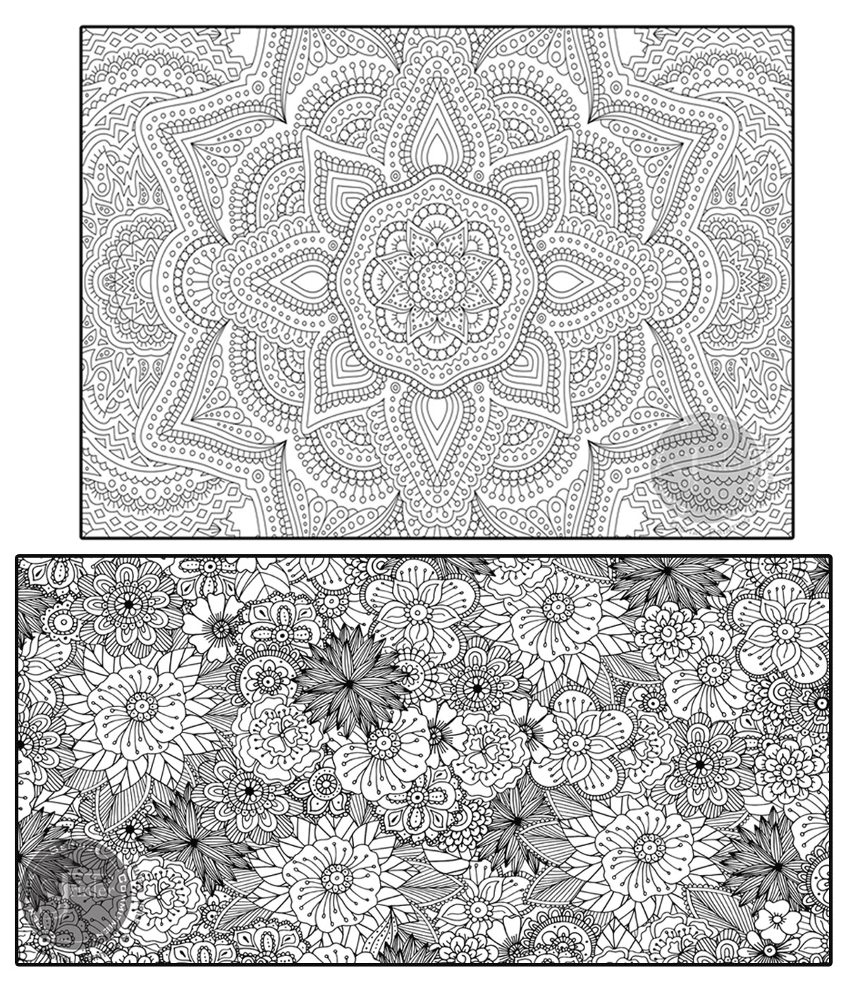 Coloring poster bundle – Flower Mandala + Flowers – SJPrinter Cherry Hill NJ
