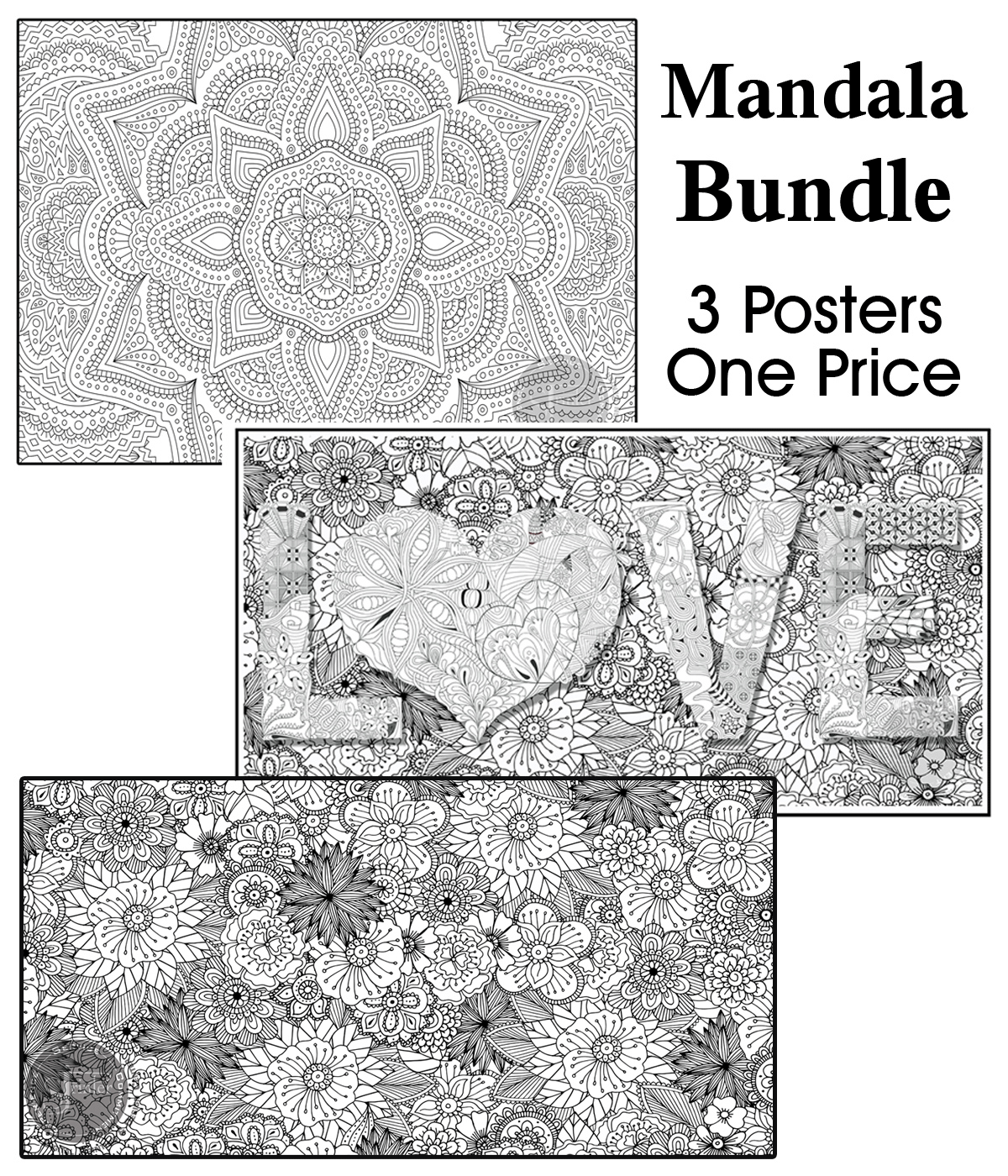 FLOWER Mandala/FLOWERS/LOVE- 3 Posters for $64.99 - SJPrinter 
