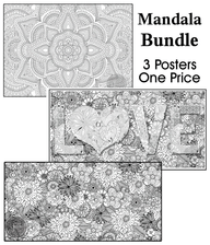 Coloring poster bundle – Flower Mandala + Flowers + LOVE – SJPrinter Cherry Hill NJ