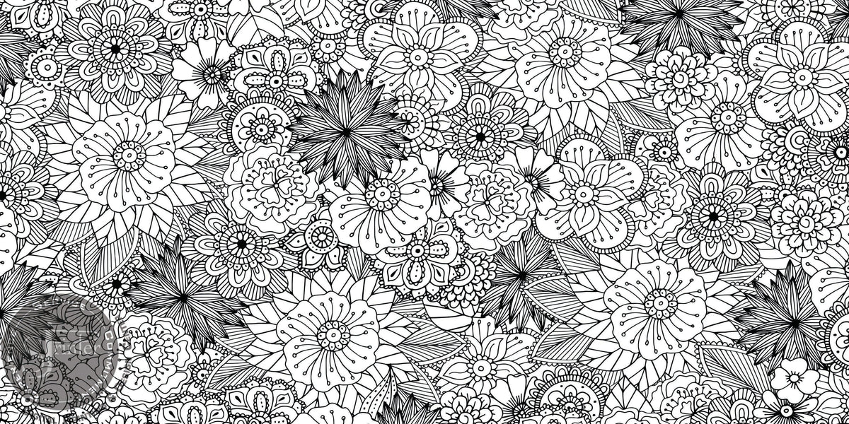 Coloring poster – Flowers, 24×48" – giant group coloring poster