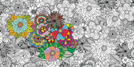 Flowers coloring poster 24×48" – intricate line art, printed in USA