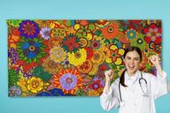 Flowers coloring poster 24×48" – intricate line art, printed in USA