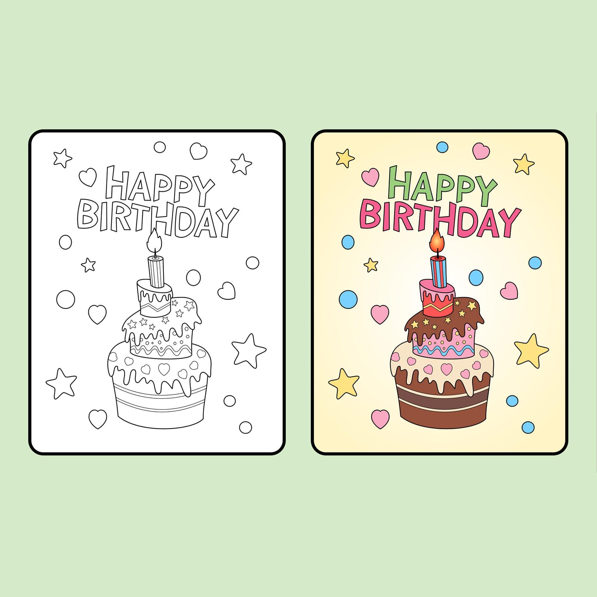 Happy Birthday - Coloring Page - SJPrinter 