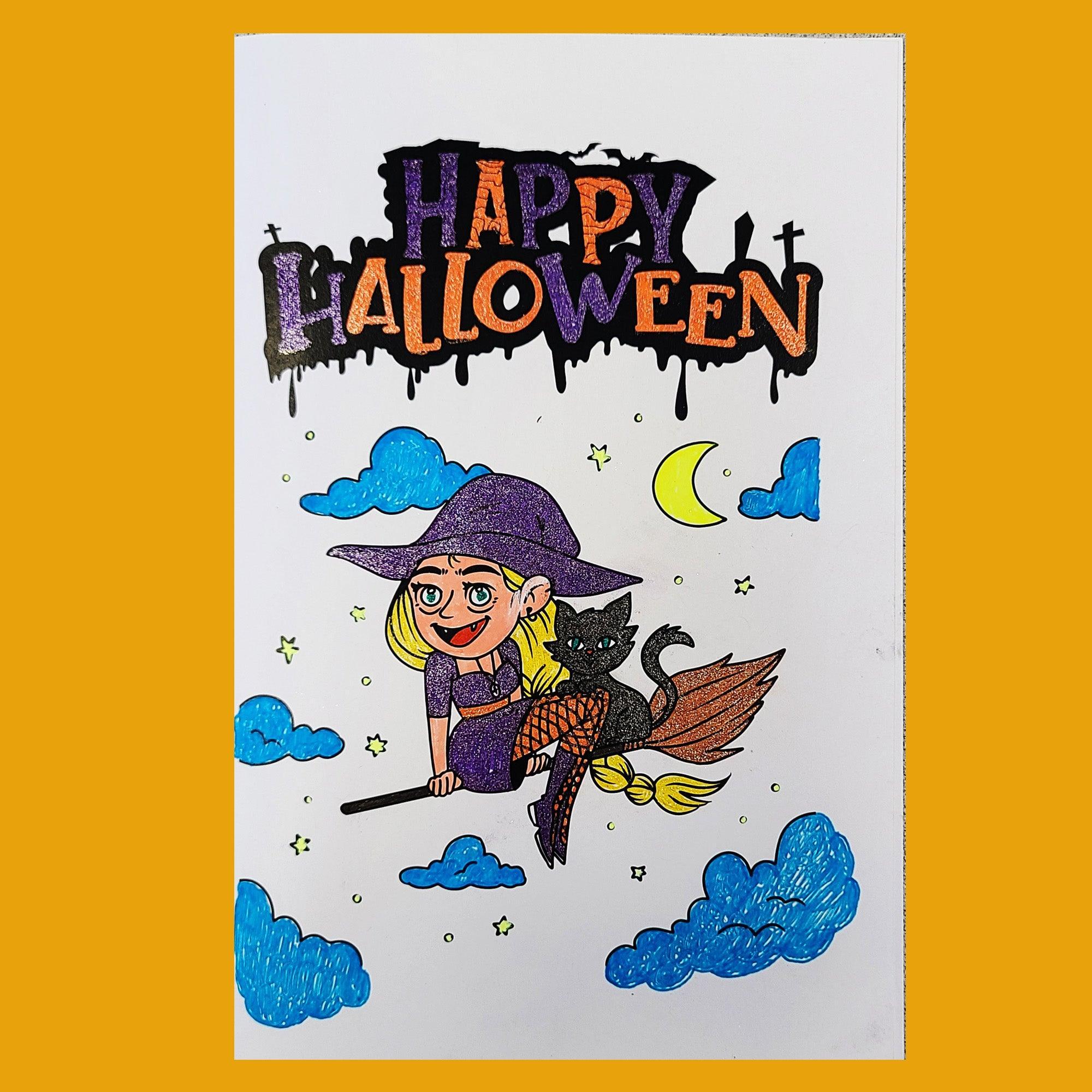 Happy Halloween - Coloring Card - SJPrinter 