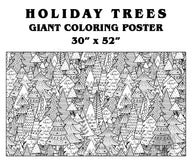 Coloring poster – Holiday Trees, 30×52" – giant group coloring poster