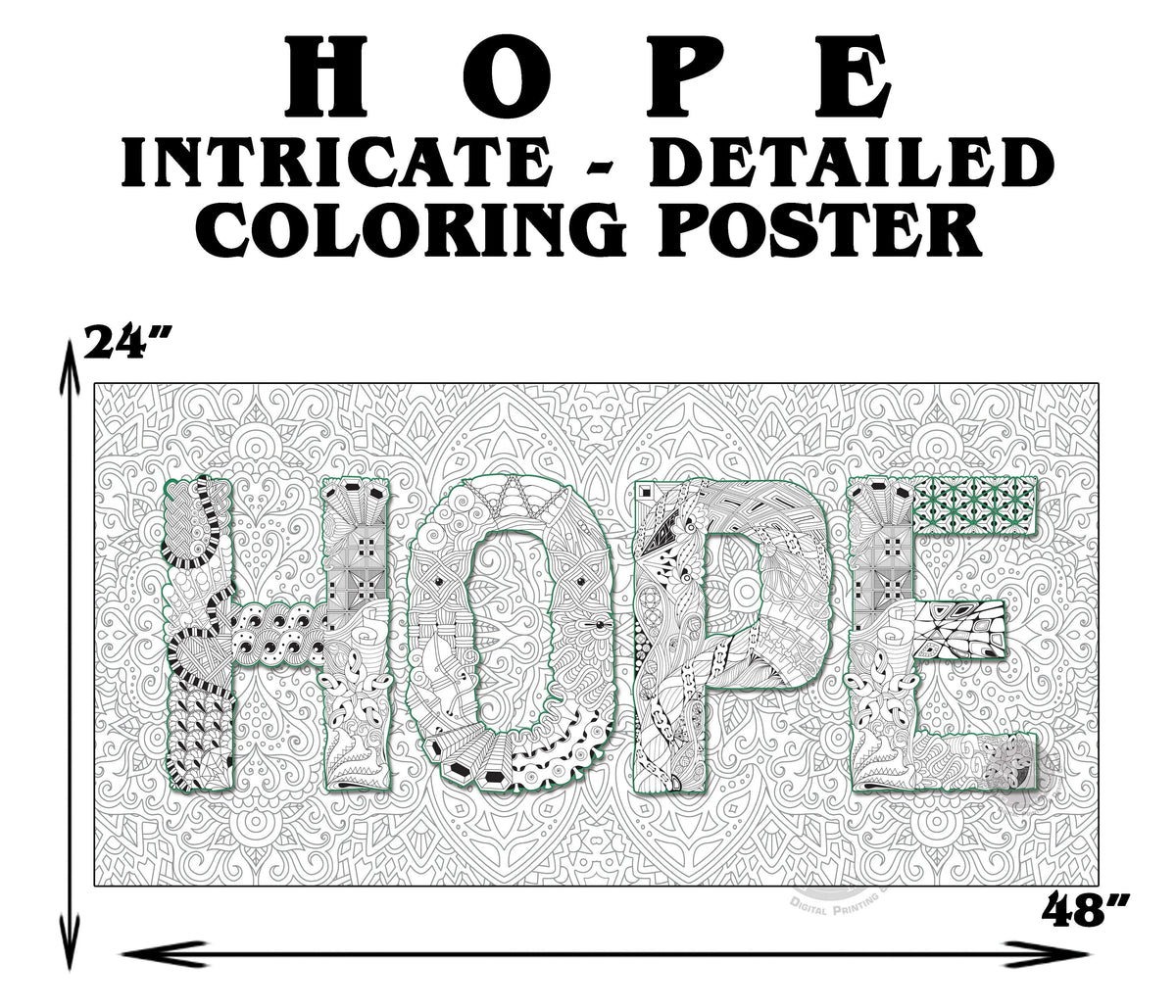 Coloring poster – HOPE, 24×48" – giant group coloring poster