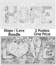 Coloring poster bundle – HOPE + LOVE – SJPrinter Cherry Hill NJ