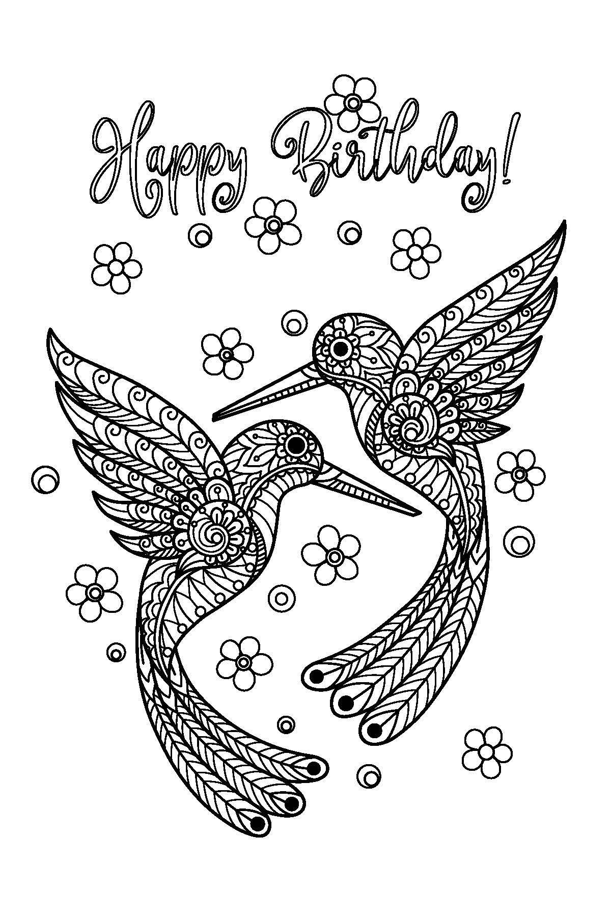 Hummingbirds - Coloring Card - SJPrinter 