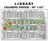 Coloring poster – Library, 30×42" – giant group coloring poster