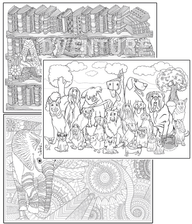 Coloring poster bundle – Library + Dog Pound + Baby Elephant – SJPrinter Cherry Hill NJ