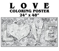 Coloring poster – LOVE, 24×48" – giant group coloring poster