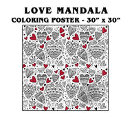 Coloring poster – LOVE Square, 30×30" – giant group coloring poster