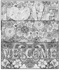 Coloring poster bundle – LOVE + Flowers + WELCOME – SJPrinter Cherry Hill NJ