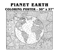 Coloring poster – PLANET EARTH, 30×37" – giant group coloring poster