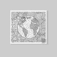 PLANET EARTH coloring poster 30×37" – intricate line art, printed in USA