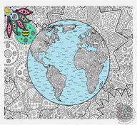 Coloring poster – PLANET EARTH, 30×37" – giant group coloring poster
