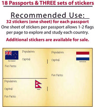 Pretend Passports - 18Pack with 3 sets of World Flags Stickers - SJPrinter 