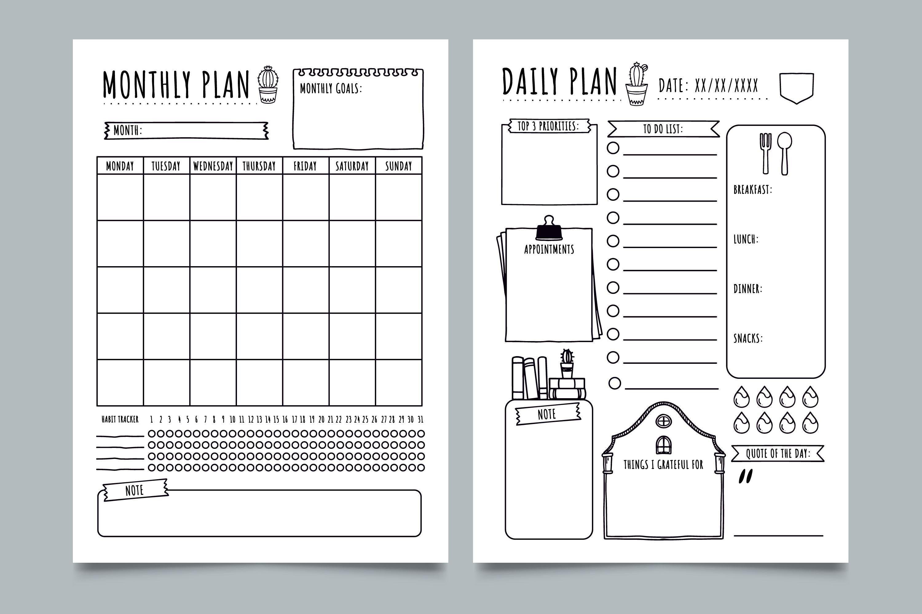 Printable Monthly and Daily Planner - SJPrinter 