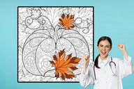 Giant Coloring Poster Pumpkin — Intricate giant coloring poster 30×30" – wall-size group activity