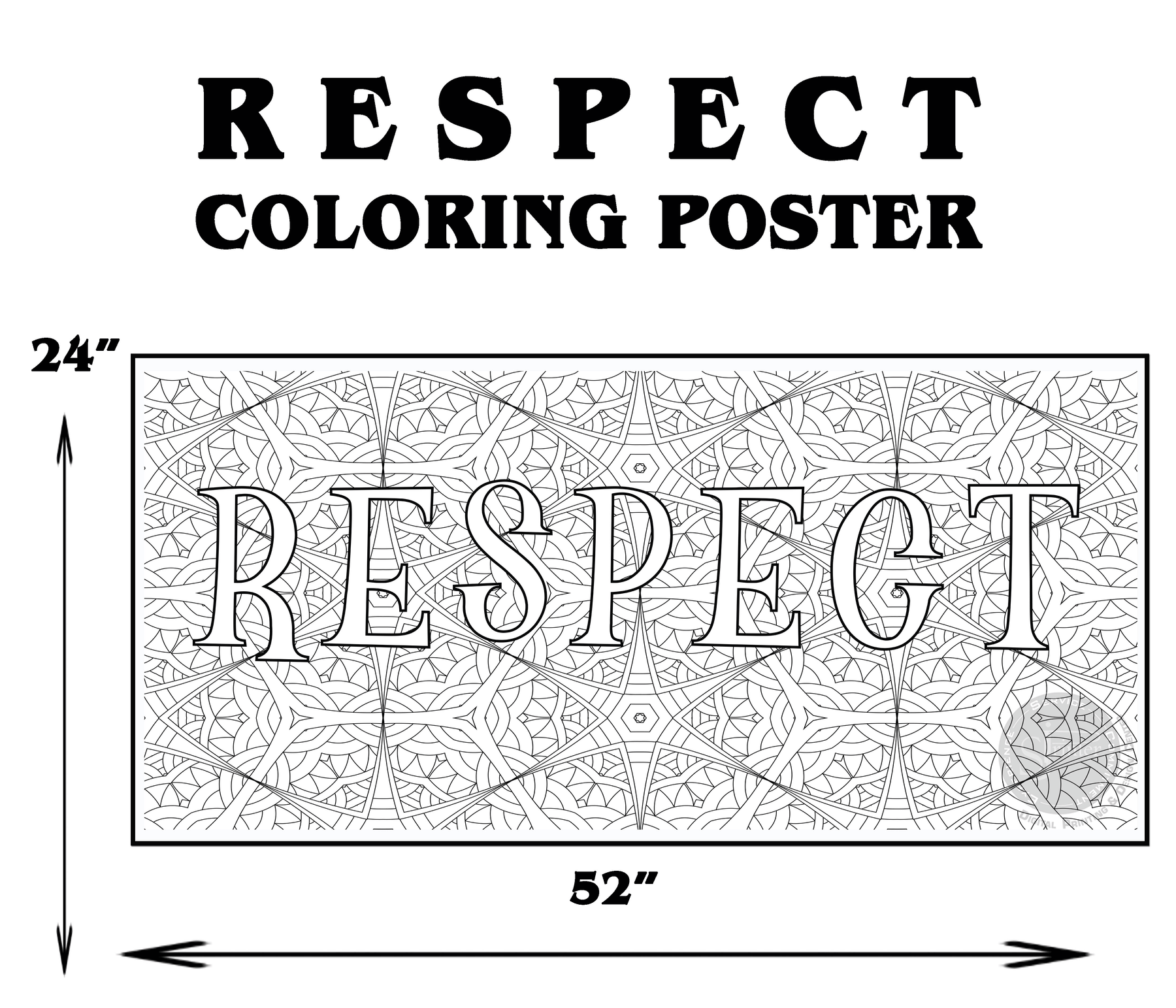 Coloring poster – RESPECT, 24×52" – giant group coloring poster