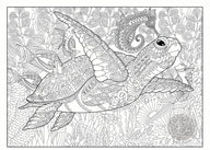 SEA TURTLE giant coloring poster 30×42" – wall-size group activity