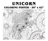 Coloring poster – UNICORN, 30×42" – giant group coloring poster