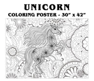 Coloring poster – UNICORN, 30×42" – giant group coloring poster