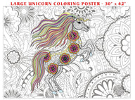 UNICORN coloring poster 30×42" – intricate line art, printed in USA