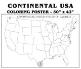 Coloring poster – Continental USA Map, 30×42" – giant group coloring poster