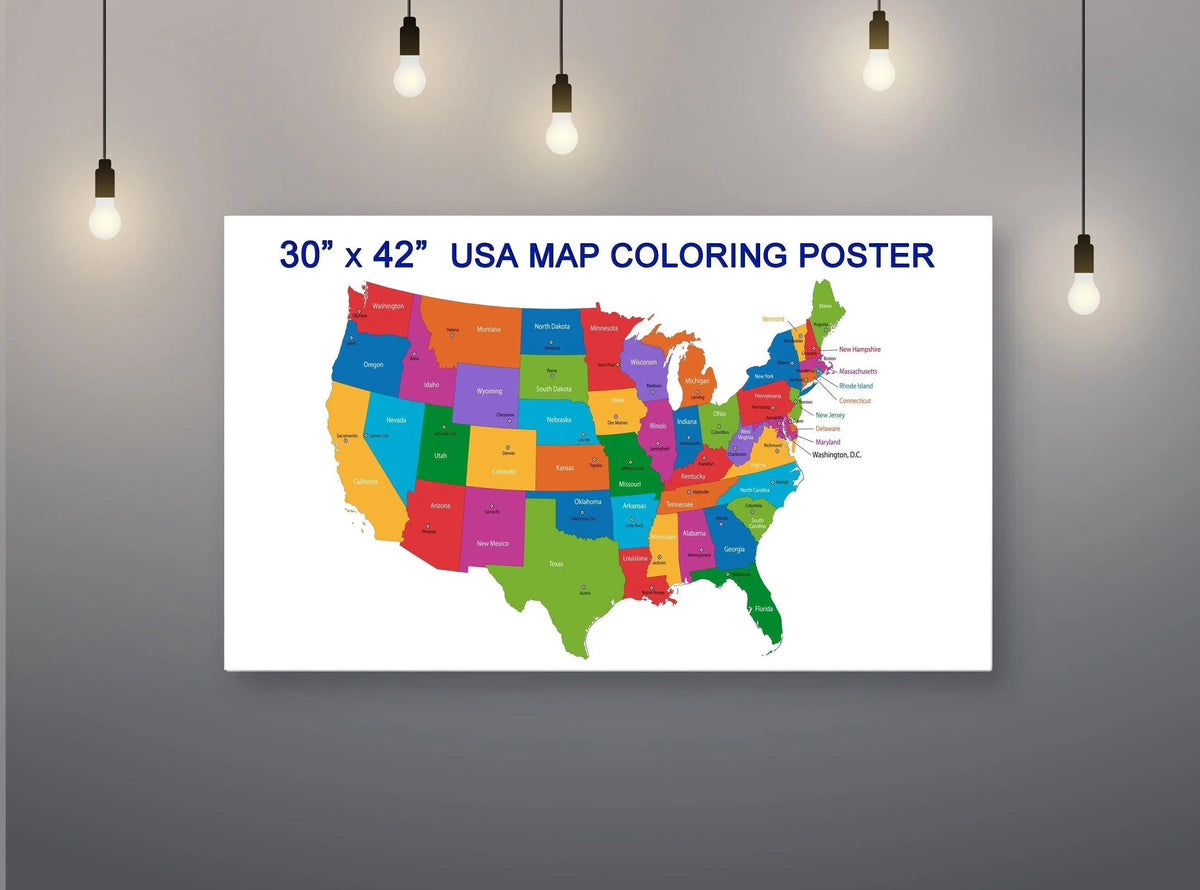 Continental USA Map giant coloring poster 30×42" – wall-size group activity