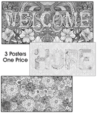 Coloring poster bundle – WELCOME + HOPE + FLOWERS – SJPrinter Cherry Hill NJ