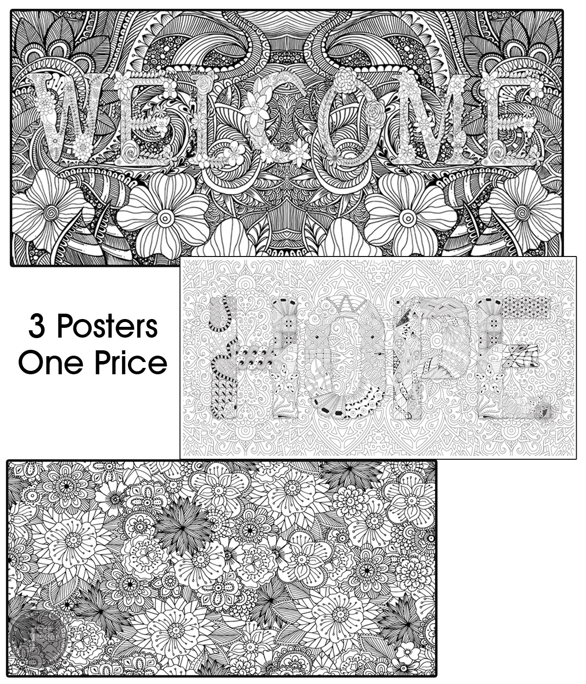 Coloring poster bundle – WELCOME + HOPE + FLOWERS – SJPrinter Cherry Hill NJ